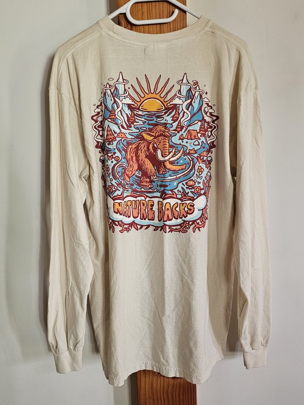 Comfort Colors Cream Long-Sleeve 'Nature Backs' Graphic Tee